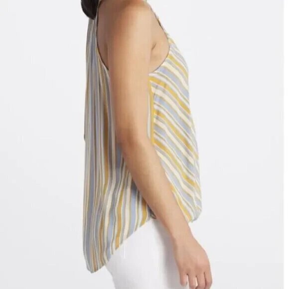 Market & Spruce Mac Surplice Sleeveless Blouse Faux Wrap Striped Summer Boho S - Picture 3 of 9